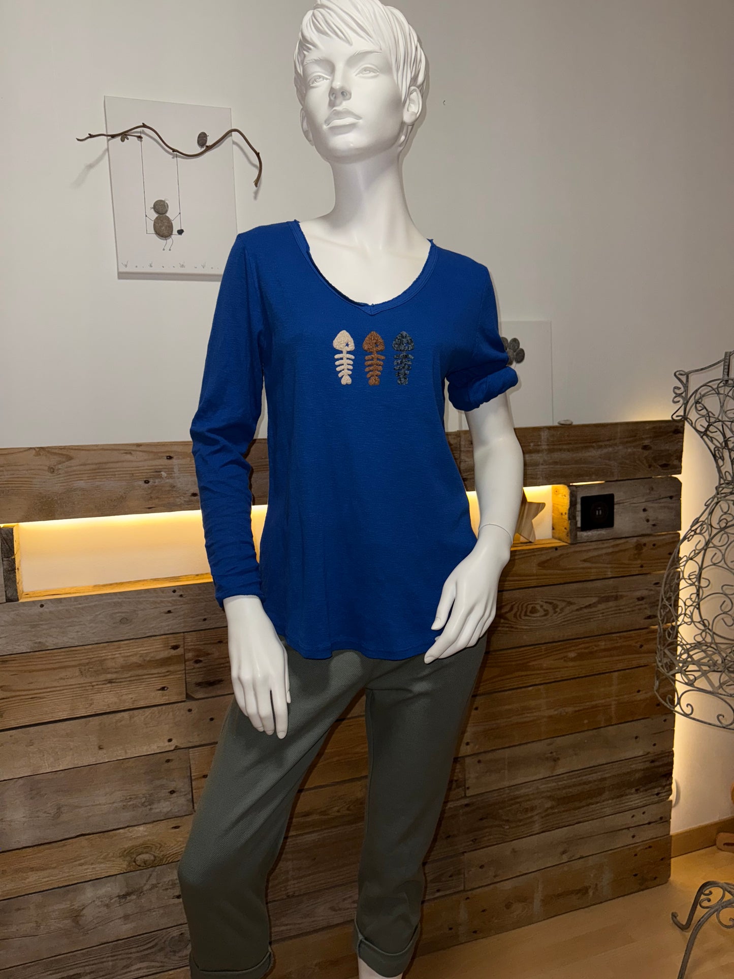 T-Shirt Bleu Pétrole manches longues 3 ARETES