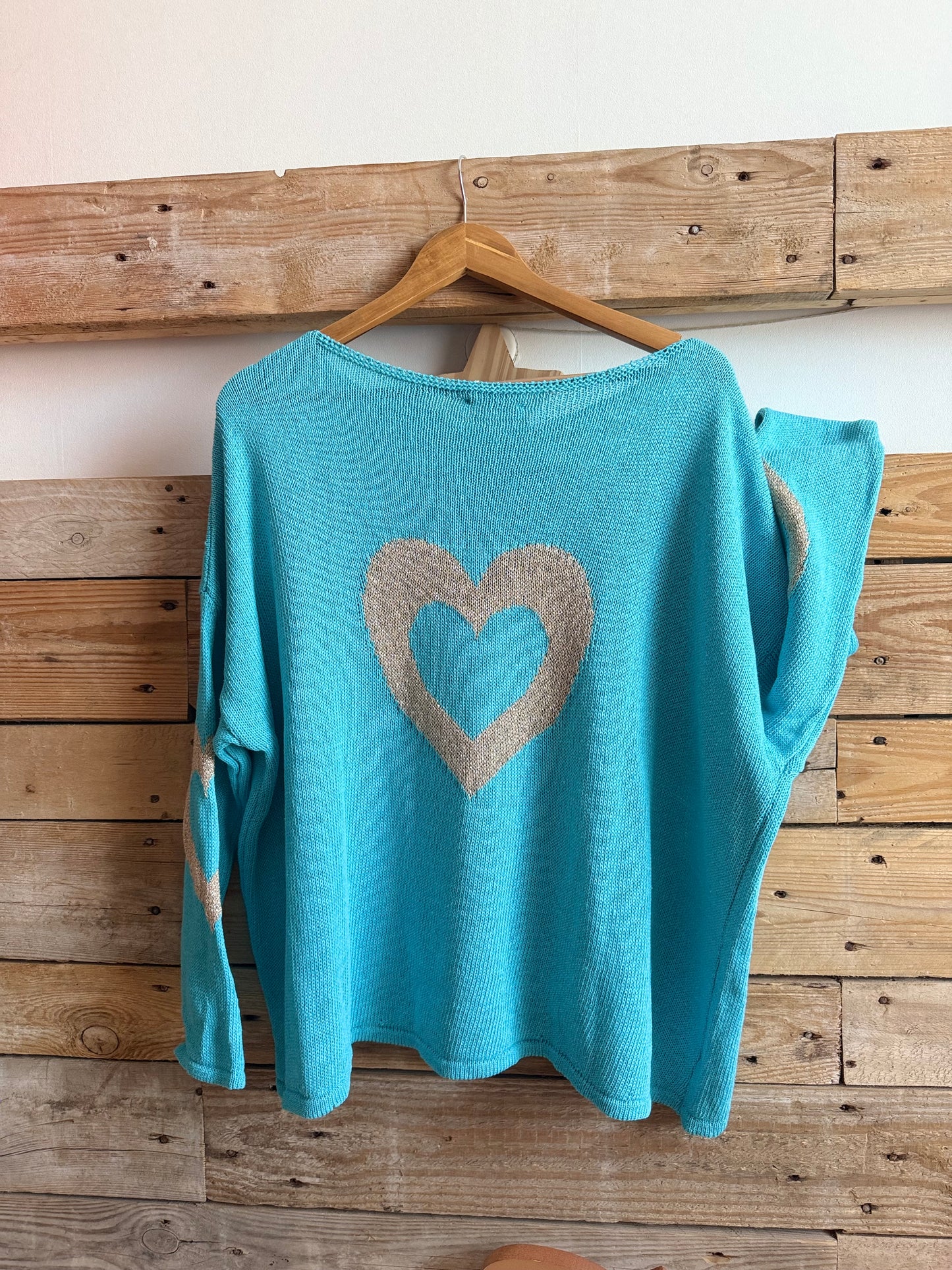 Pull COEUR Turquoise