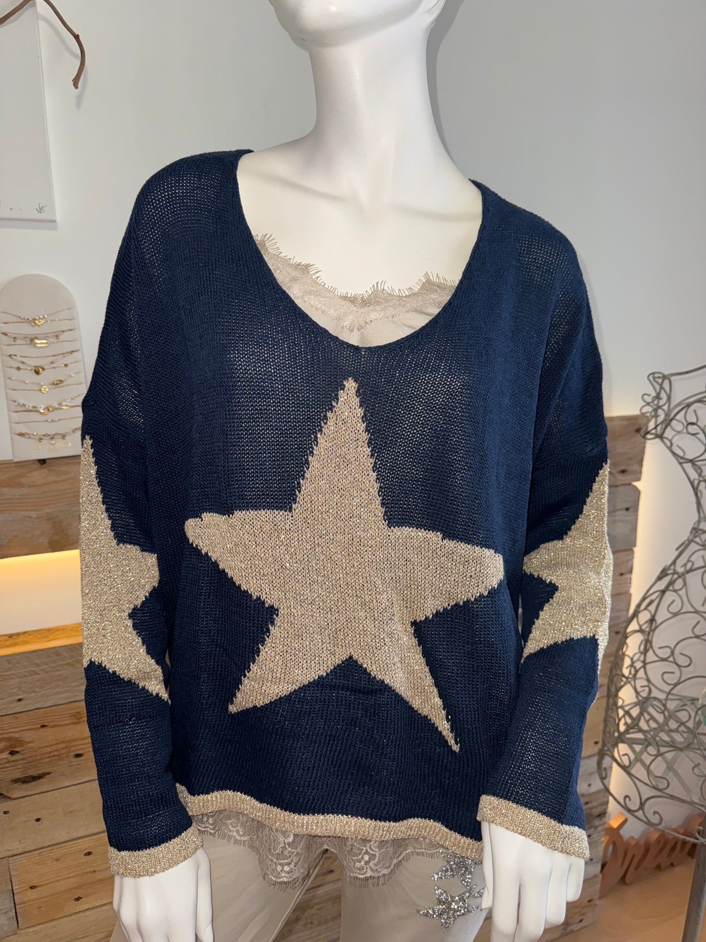 Pull ETOILE Bleu marine